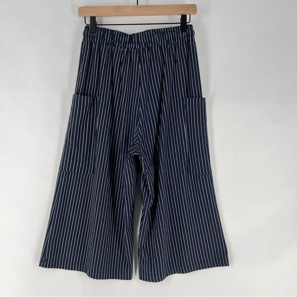 Anthropologie‎ Sunday In Brooklyn Navy Pinstriped Wide Leg Crop Pant Size XS - Picture 6 of 13